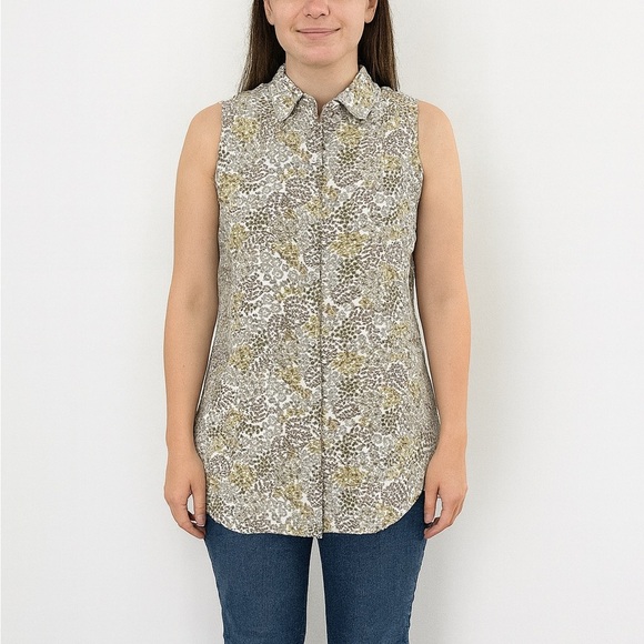 Rachel Zoe Size Small preppy Floral Button-Down Tank Top - Picture 1 of 6